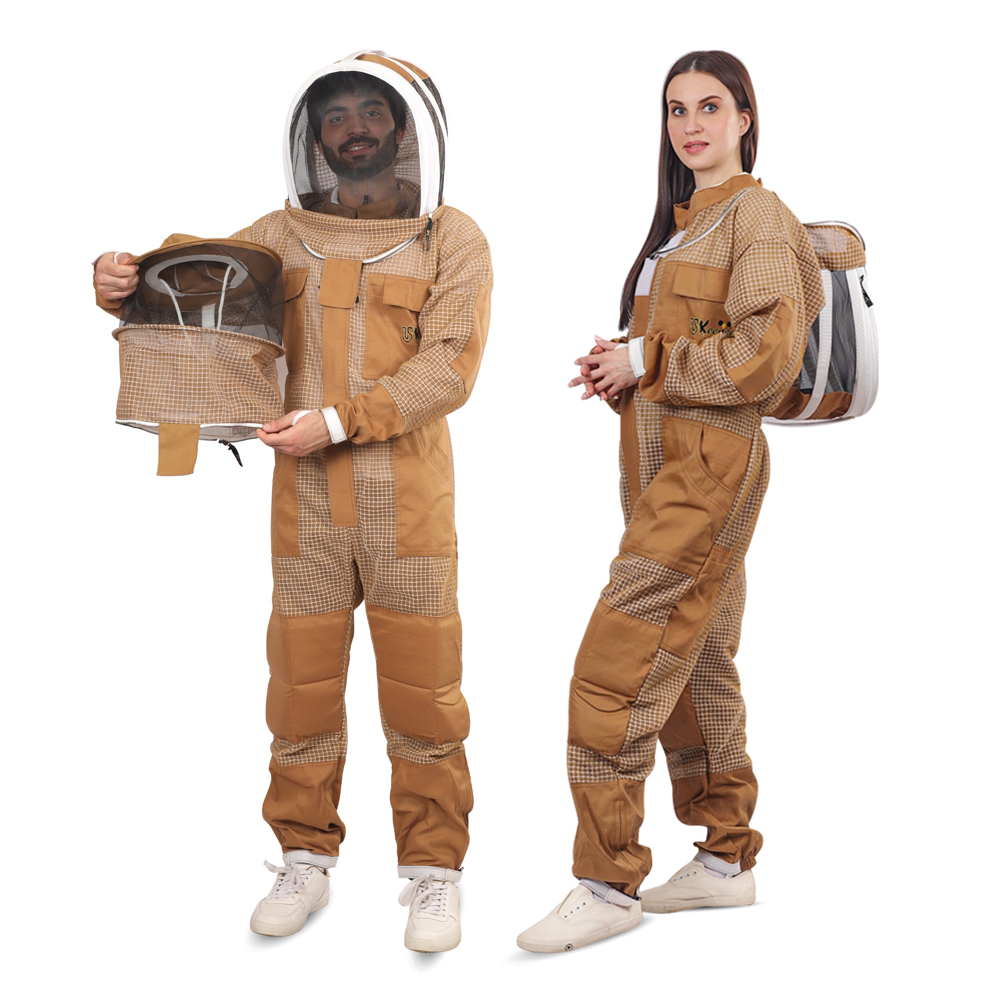 Ultra Ventilated 3-Layer Bee Suit, Beginners & Professional Beekeeping Suit for Men & Women, with Bee Gloves & 2 Beekeeping Veils.