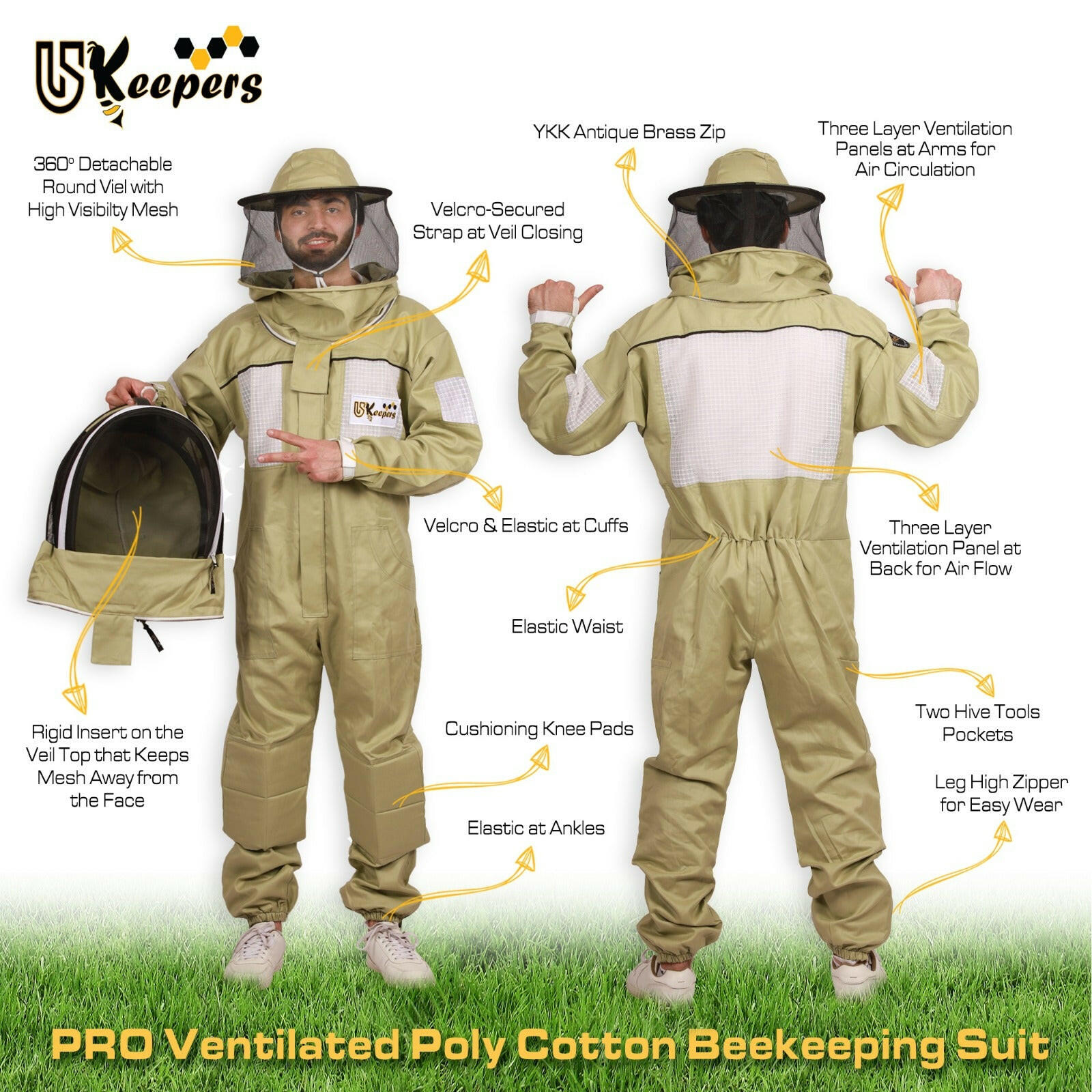 Premium Beekeeper Suits Semi Ventilated Bee keeper Protective Gear.