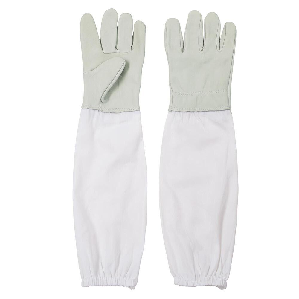 Bee Gloves Premium Goatskin Beekeeping Gloves with Vented Canvas Long Sleeves