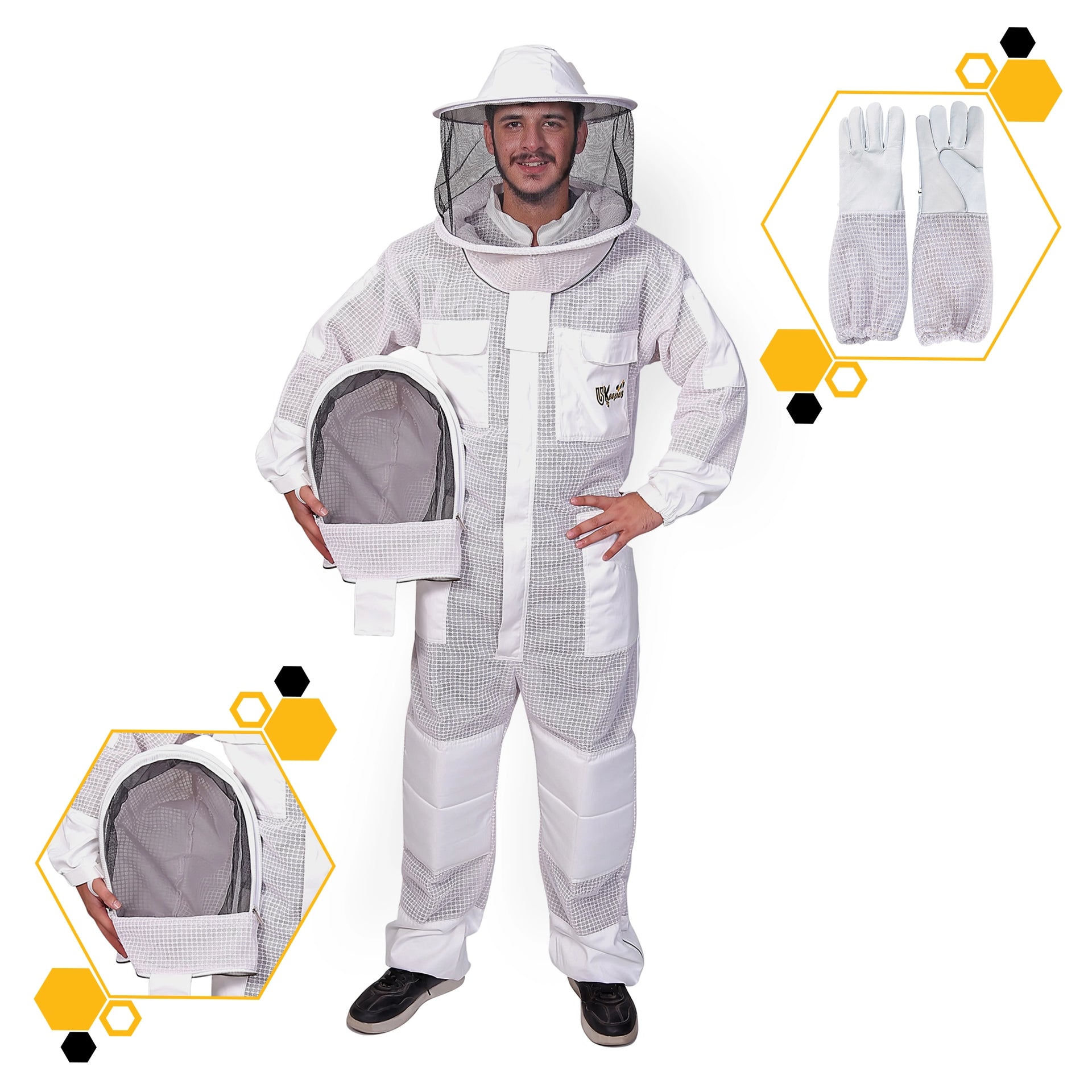 スーツ OVY High Quality Wool Beaver Setup OZ Armour Semi Vented Beekeeping Suit – Worker and Hive Bee