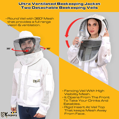 Beekeeping Jacket 3-Layer Ventilated Beekeeper Bee Jacket Pro Beekeeper USkeepers.