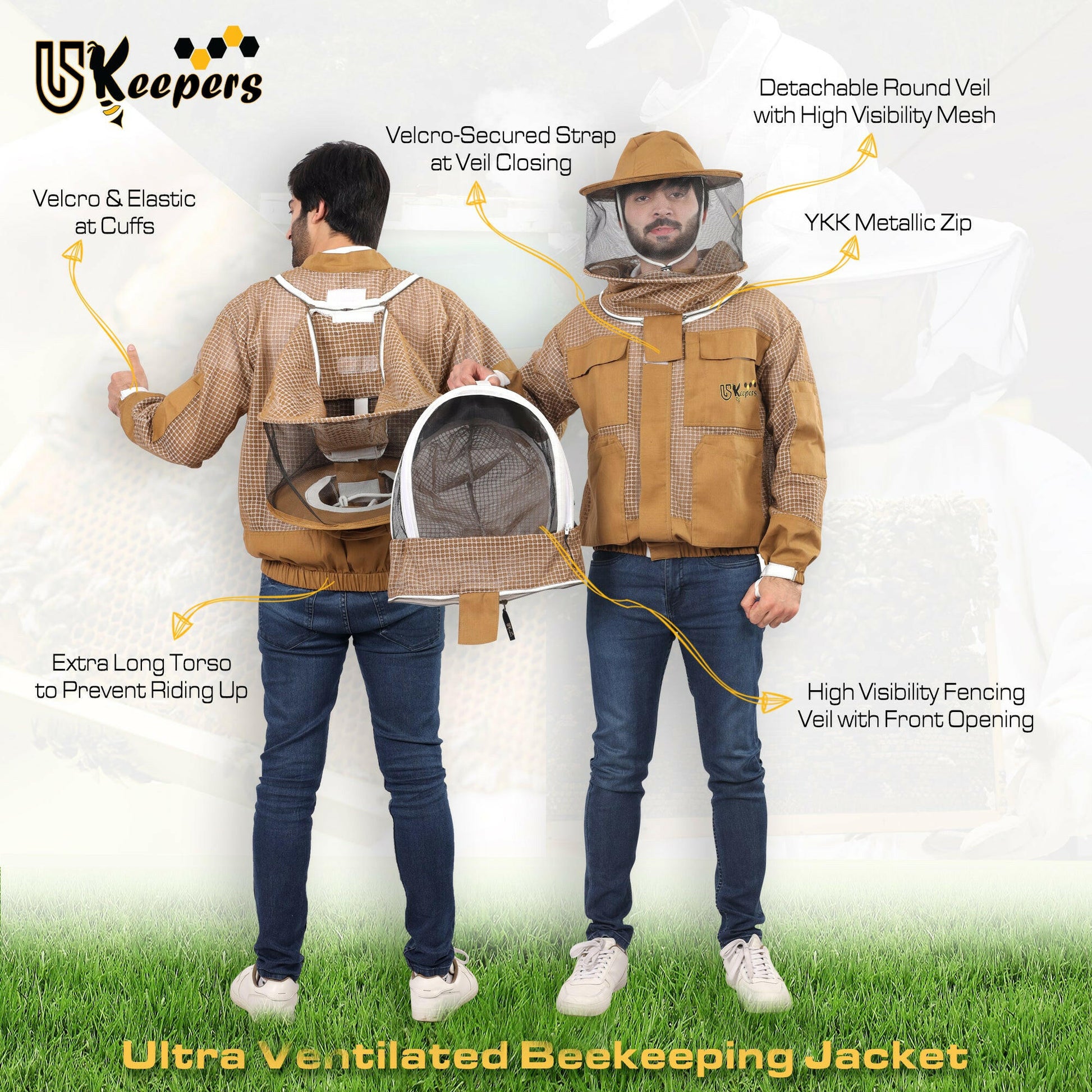 Beekeeping Jacket 3-Layer Ventilated Beekeeper Bee Jacket Pro Beekeeper USkeepers.