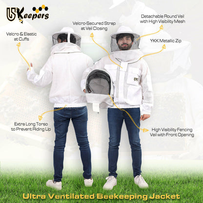 Beekeeping Jacket 3-Layer Ventilated Beekeeper Bee Jacket Pro Beekeeper USkeepers.