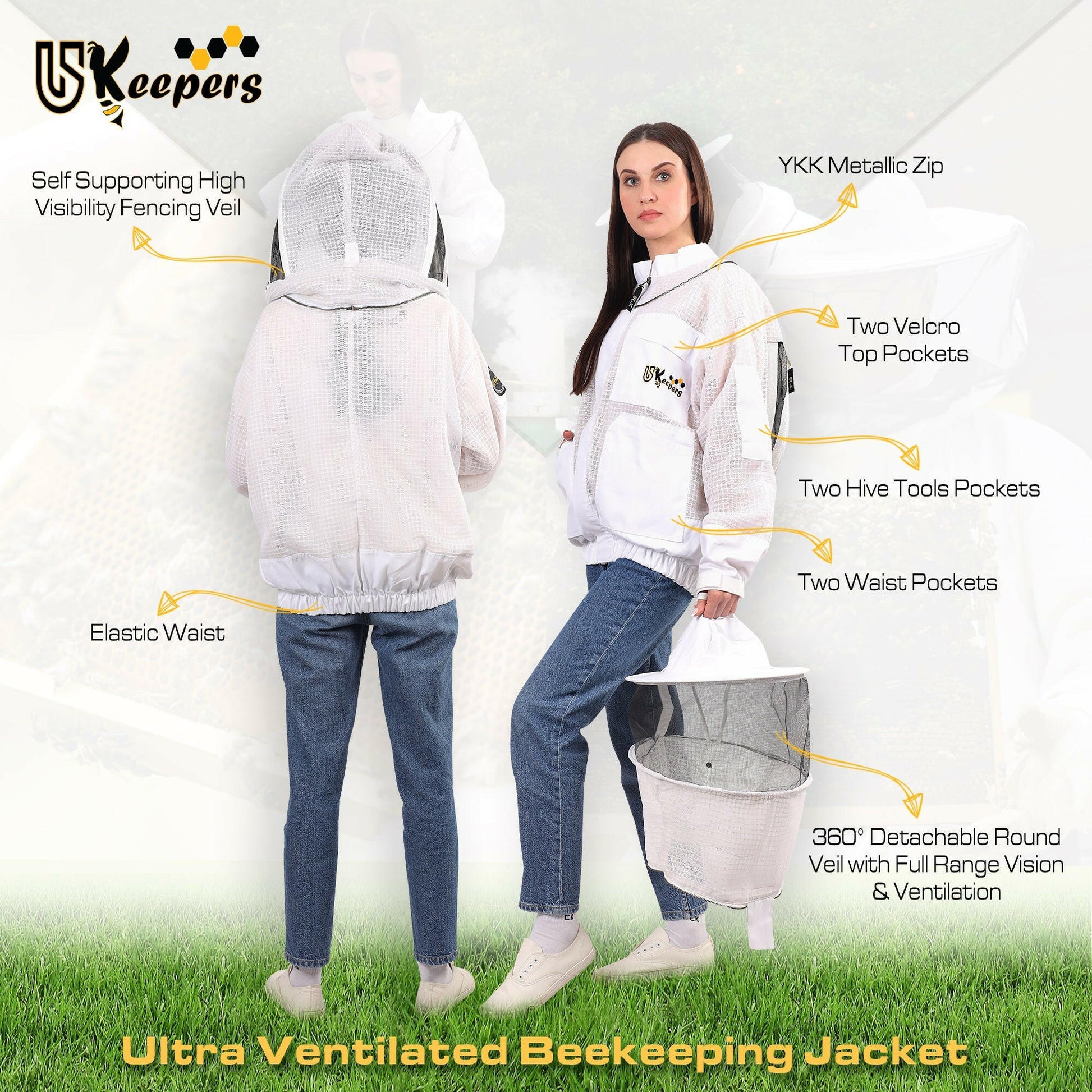 Beekeeping Jacket 3-Layer Ventilated Beekeeper Bee Jacket Pro Beekeeper USkeepers.