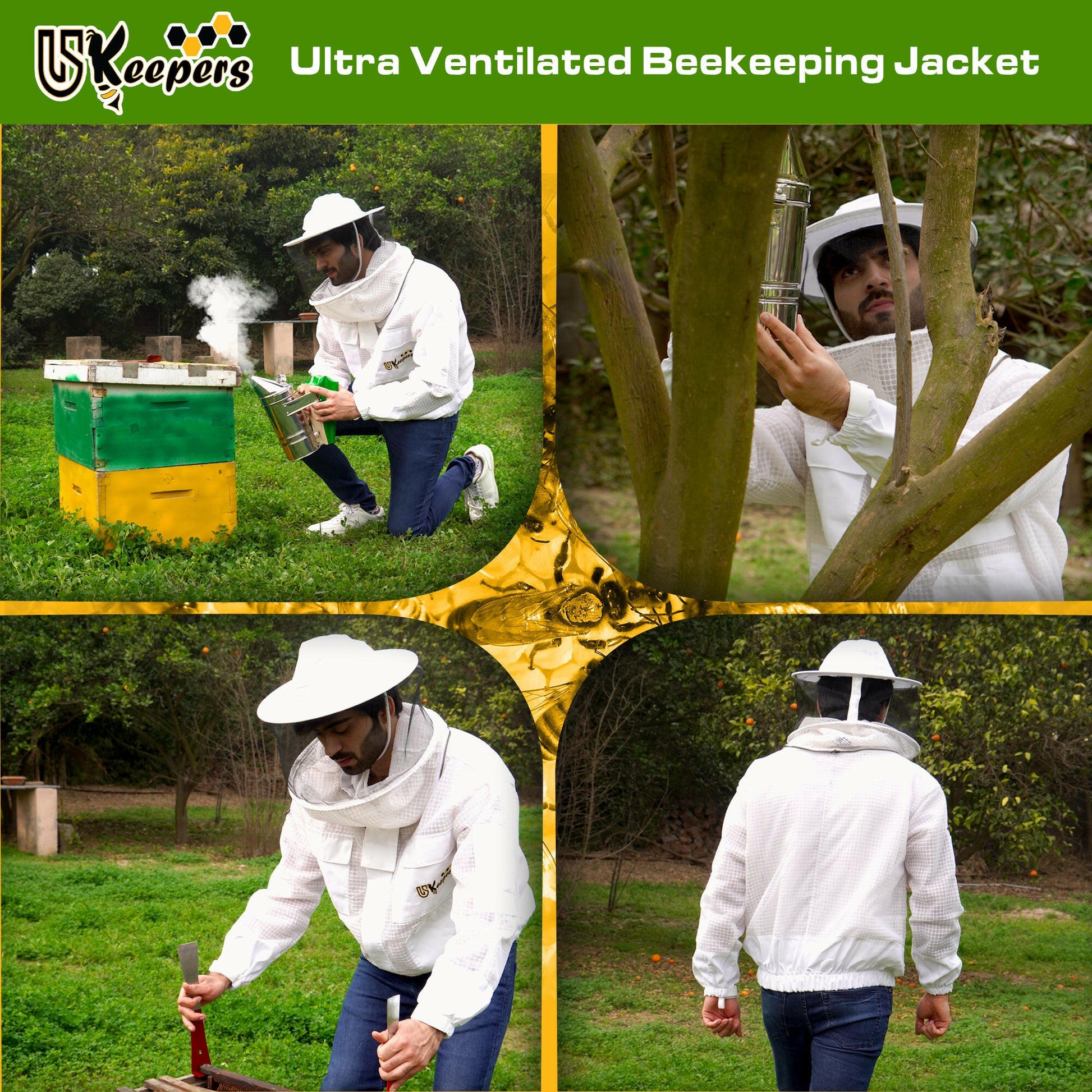 Beekeeping Jacket 3-Layer Ventilated Beekeeper Bee Jacket Pro Beekeeper USkeepers.