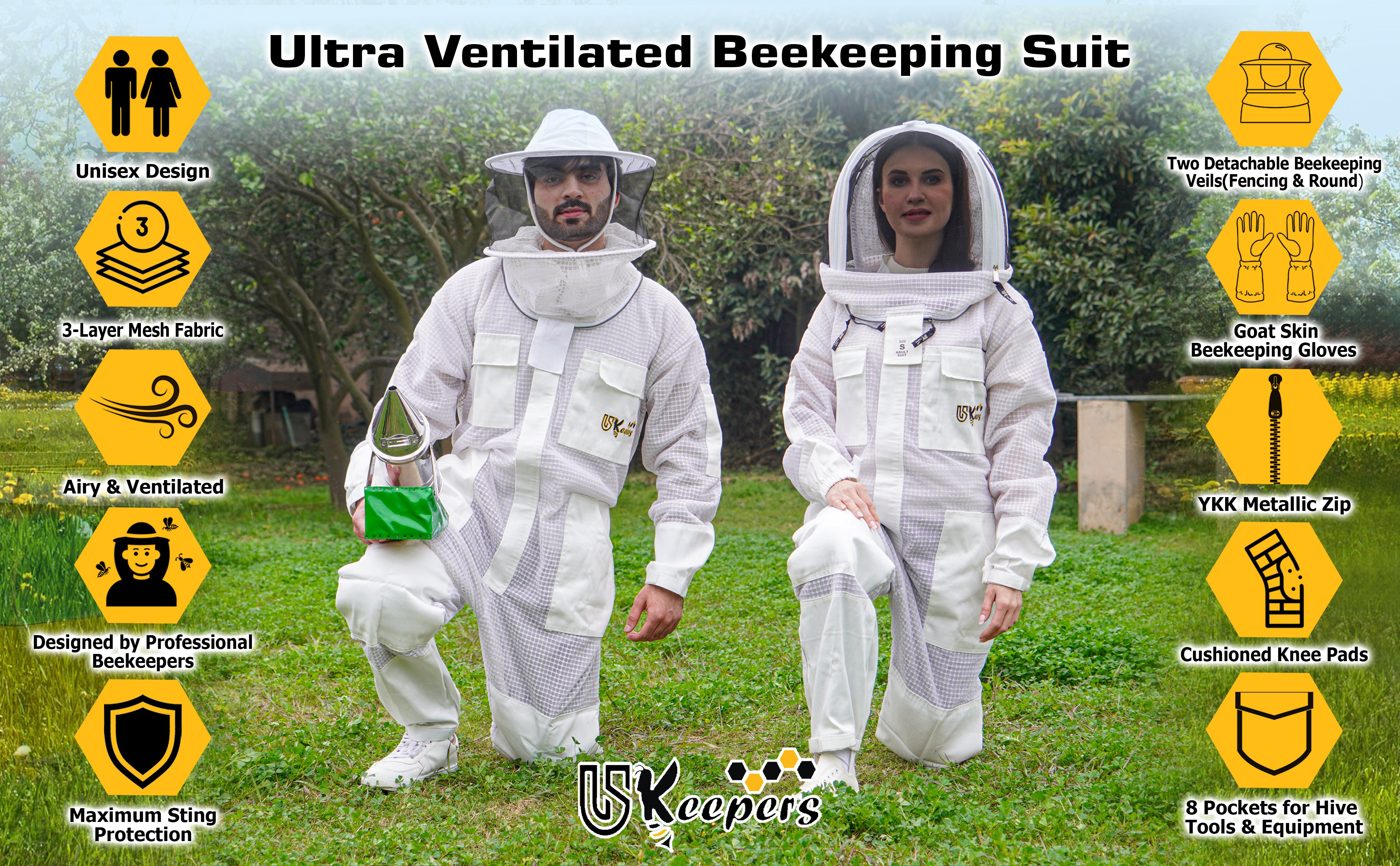 Ultra Ventilated 3-Layer Bee Suit, Beginners & Professional