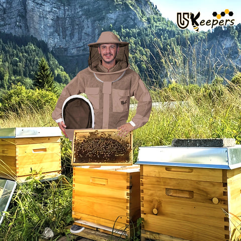 Beekeeping Suit 3 Layer Ventilated Professional Bee Keeper Brown