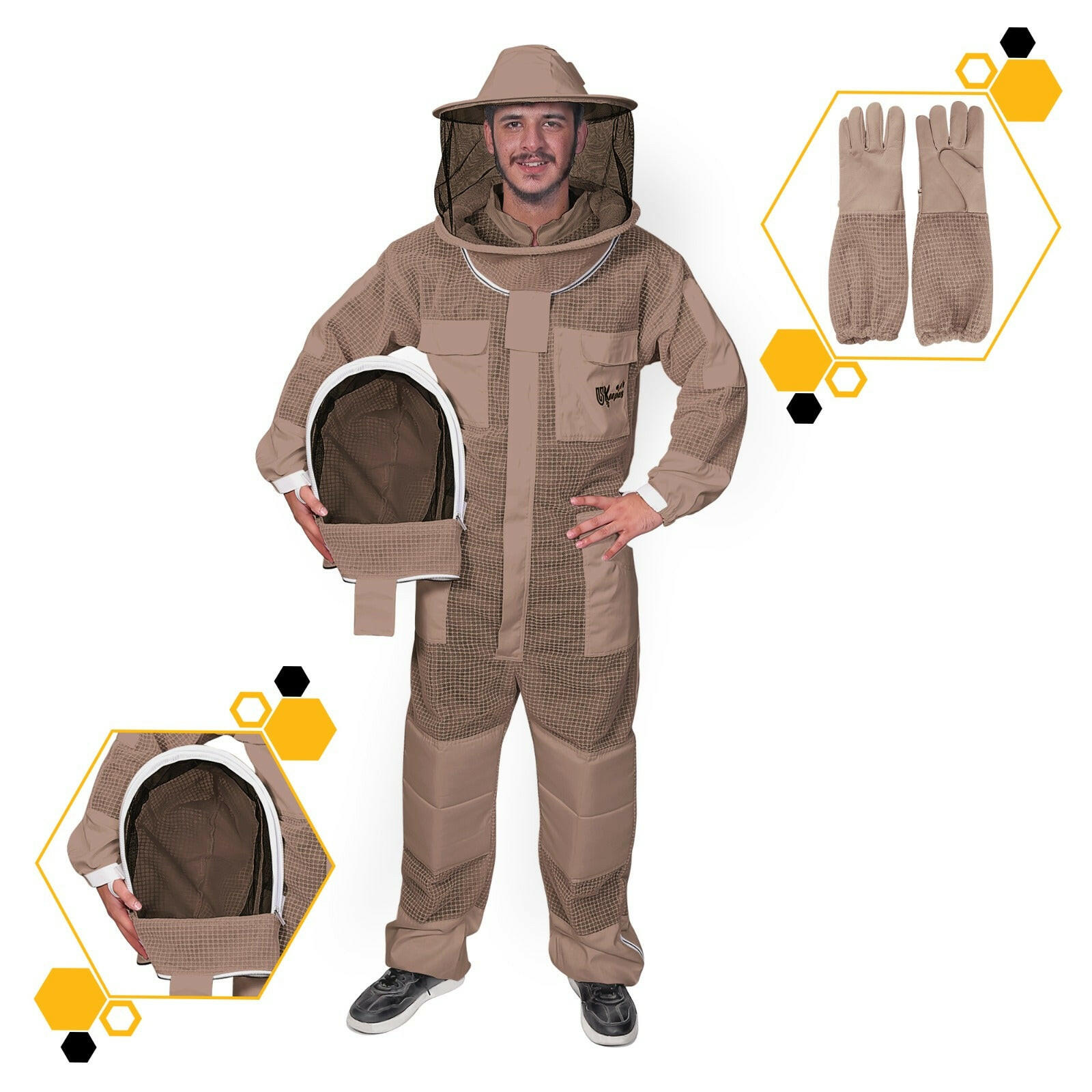 Premium Beekeeping Suit 3 Layer Ventilated Professional Bee keeper.