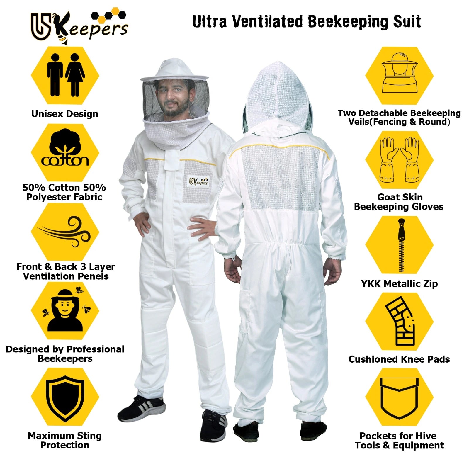 Premium Beekeeper Suits Semi Ventilated Bee keeper Protective Gear.