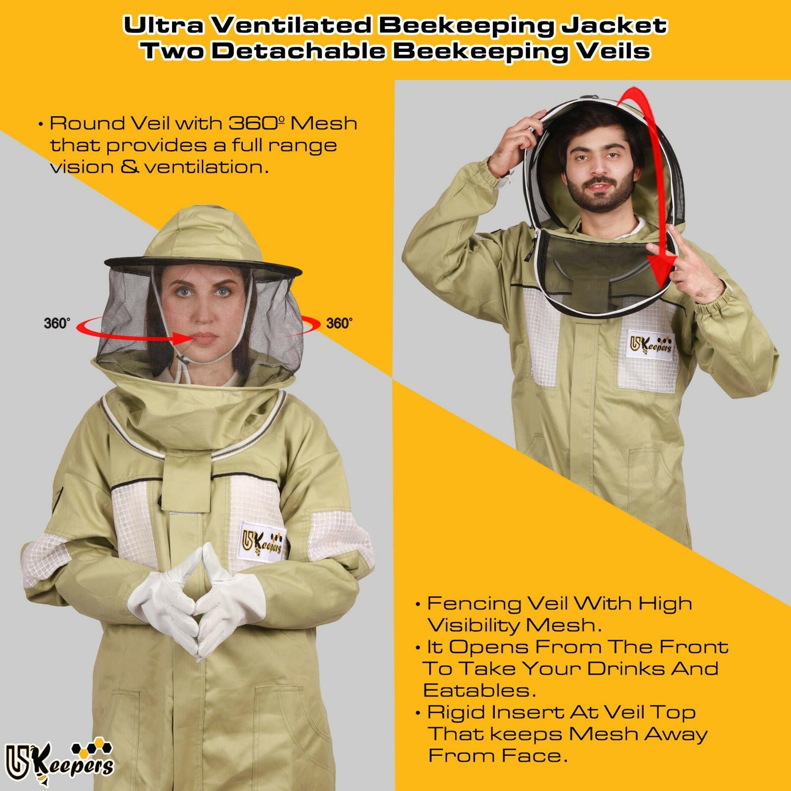 Premium Beekeeper Suits Semi Ventilated Bee keeper Protective Gear.