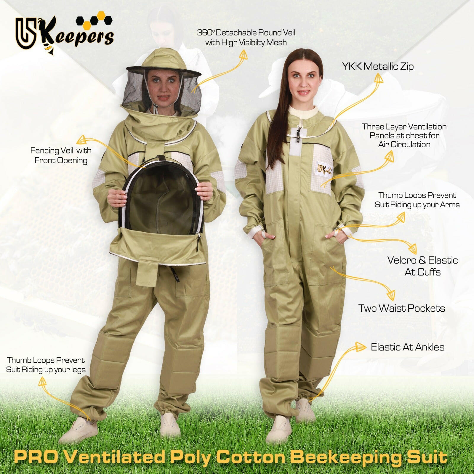 Premium Beekeeper Suits Semi Ventilated Bee keeper Protective Gear.